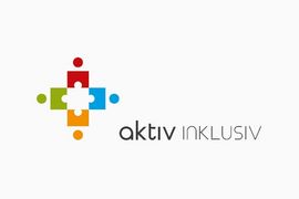 Logo App aktiv inklusiv aus verschiedenen Formen und Farben
