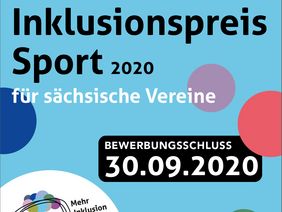 Flyer zum Inklusionspreis Sport 2020 mit Hinweis auf den Bewerbungsschluss 30.09.2020